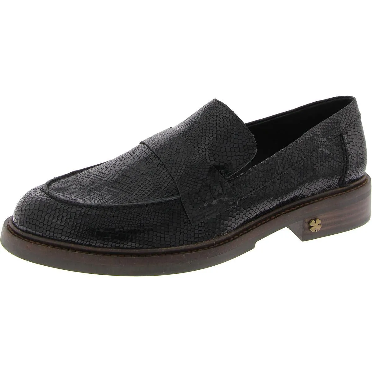 Salima Womens Leather Block Heel Loafers