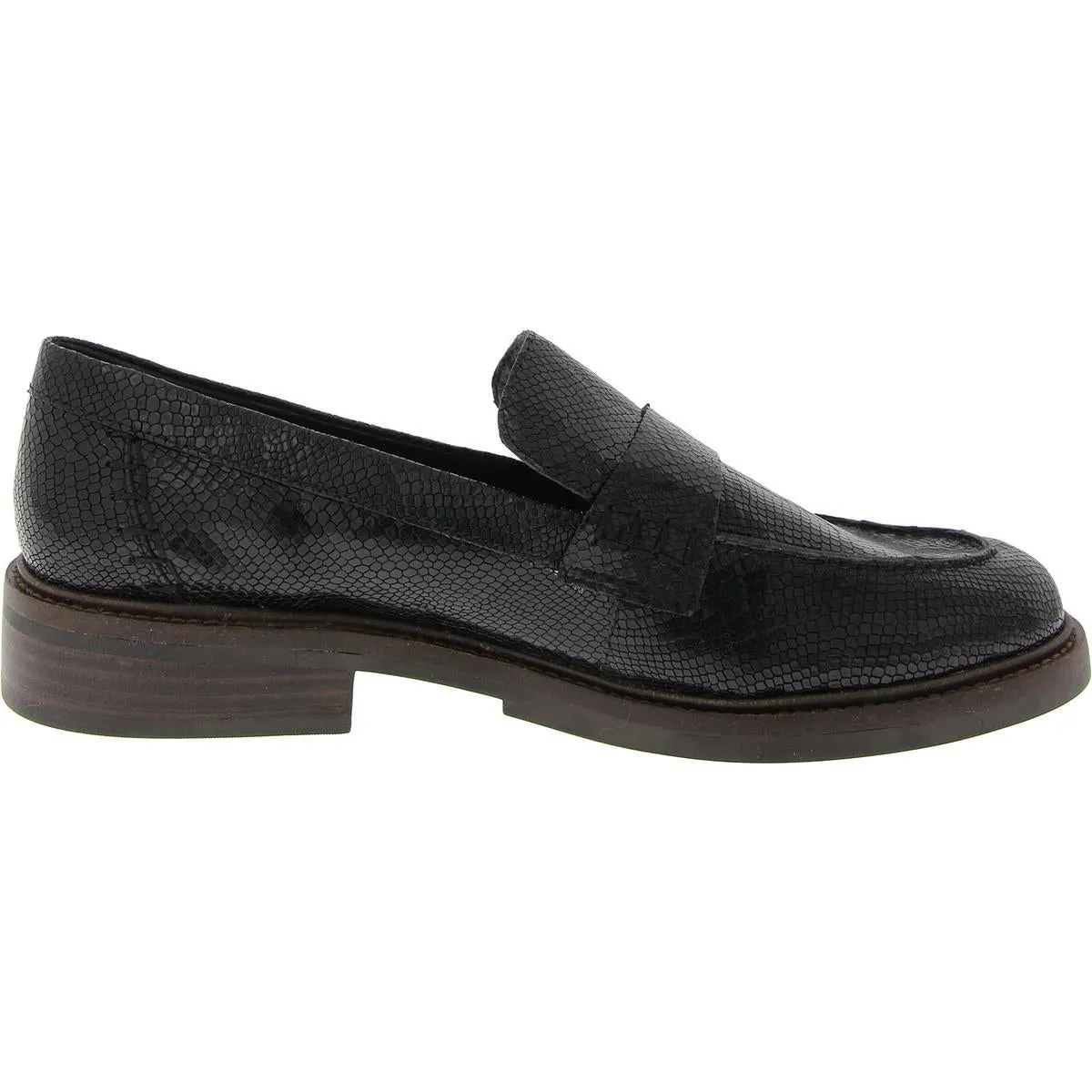 Salima Womens Leather Block Heel Loafers