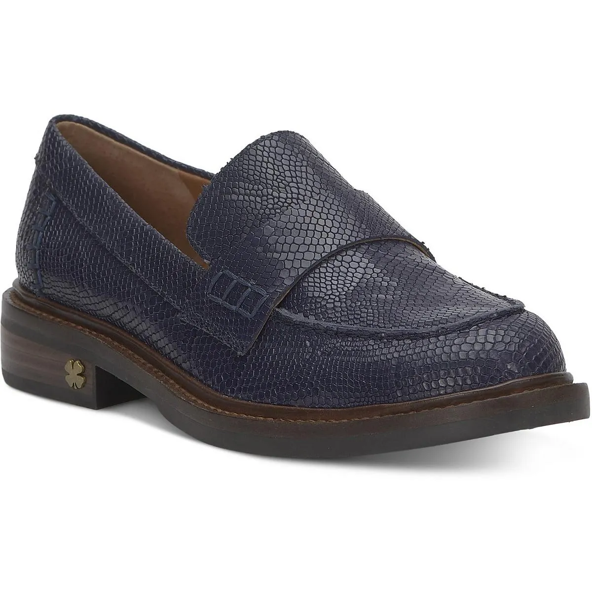 Salima Womens Leather Block Heel Loafers