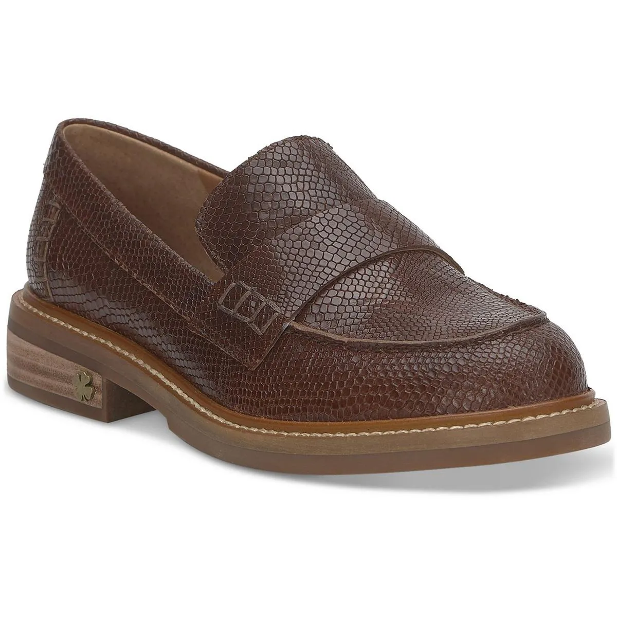 Salima Womens Leather Block Heel Loafers