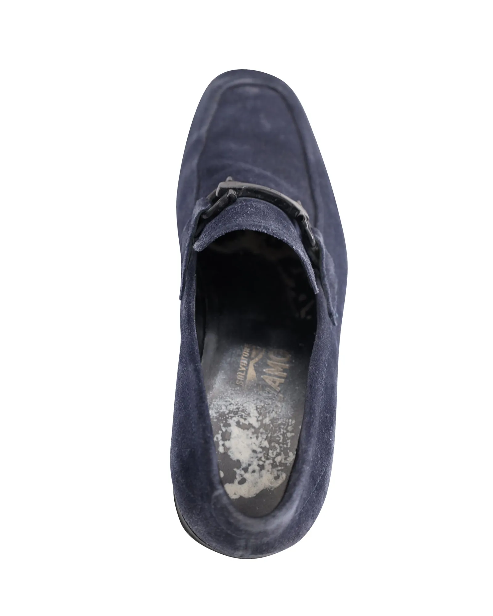 Salvatore Ferragamo Gancini Loafers in Navy Blue Suede