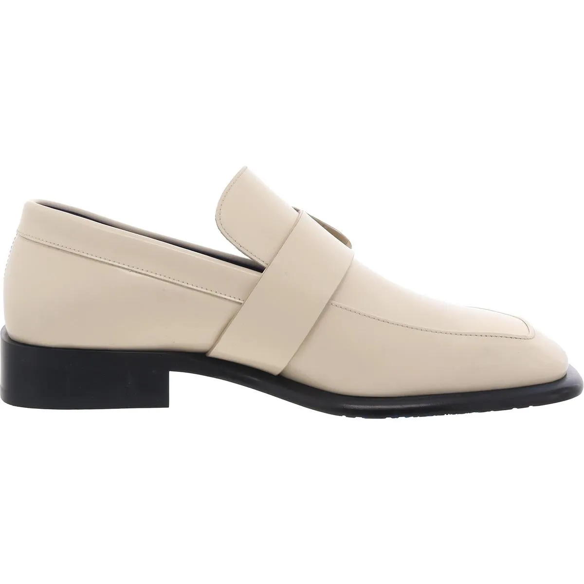 Shield Loafers Mens Block Heel Leather Loafers