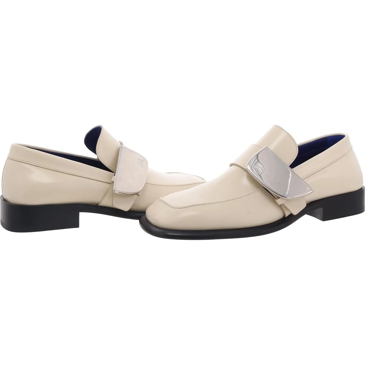Shield Loafers Mens Block Heel Leather Loafers