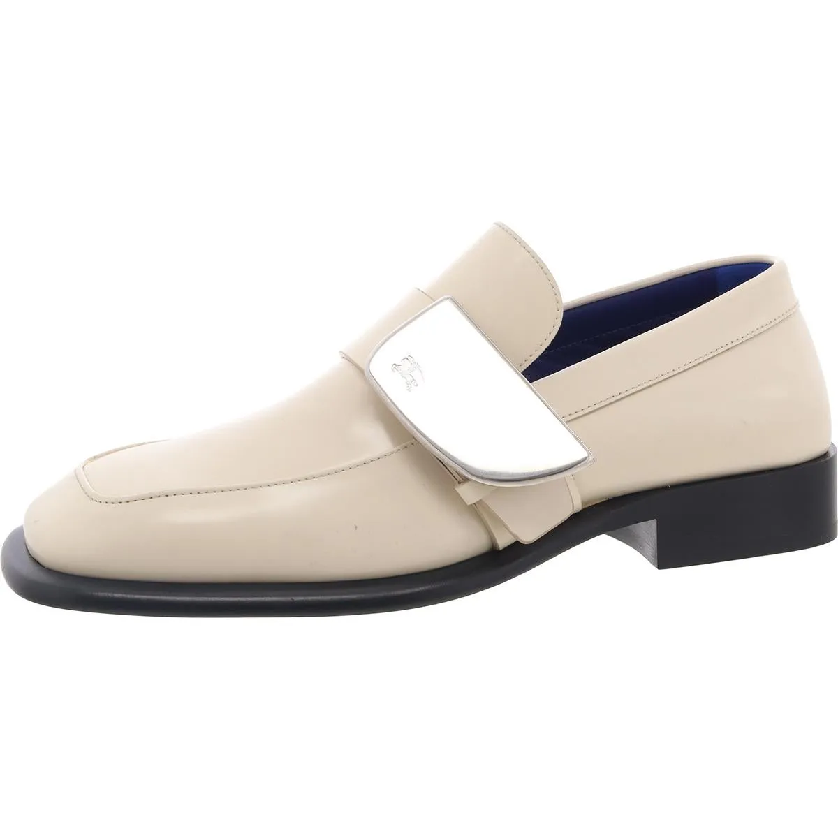 Shield Loafers Mens Block Heel Leather Loafers