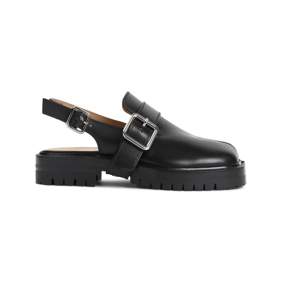 Tabi County Black Leather Sandals