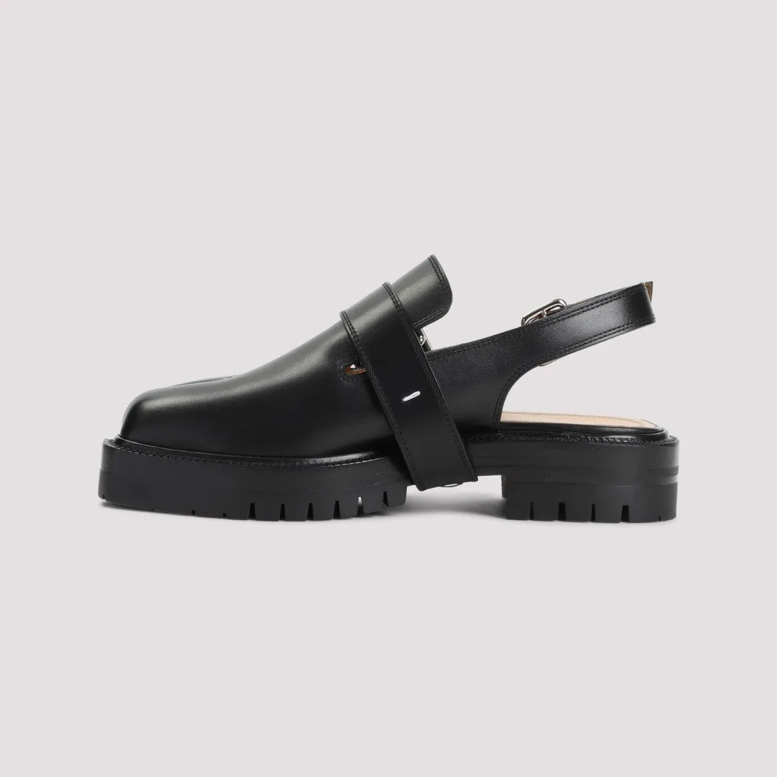 Tabi County Black Leather Sandals