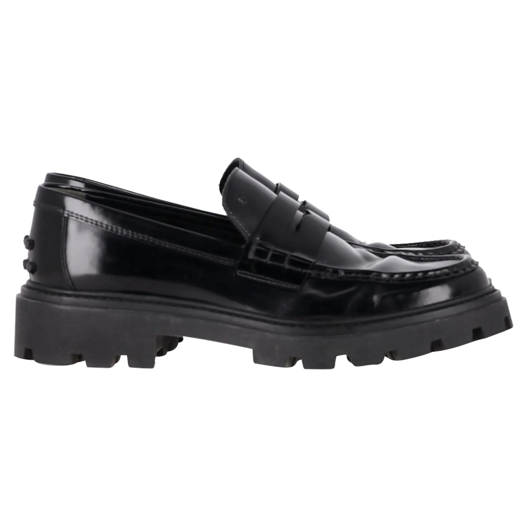 Tod's Chunky Penny Loafers in Black Leather