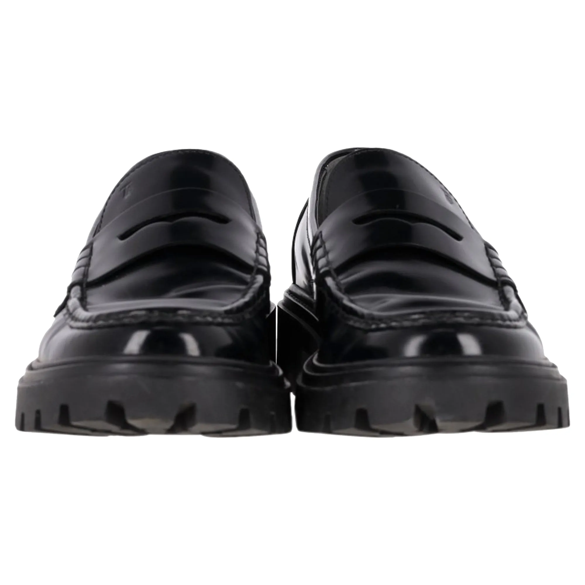 Tod's Chunky Penny Loafers in Black Leather