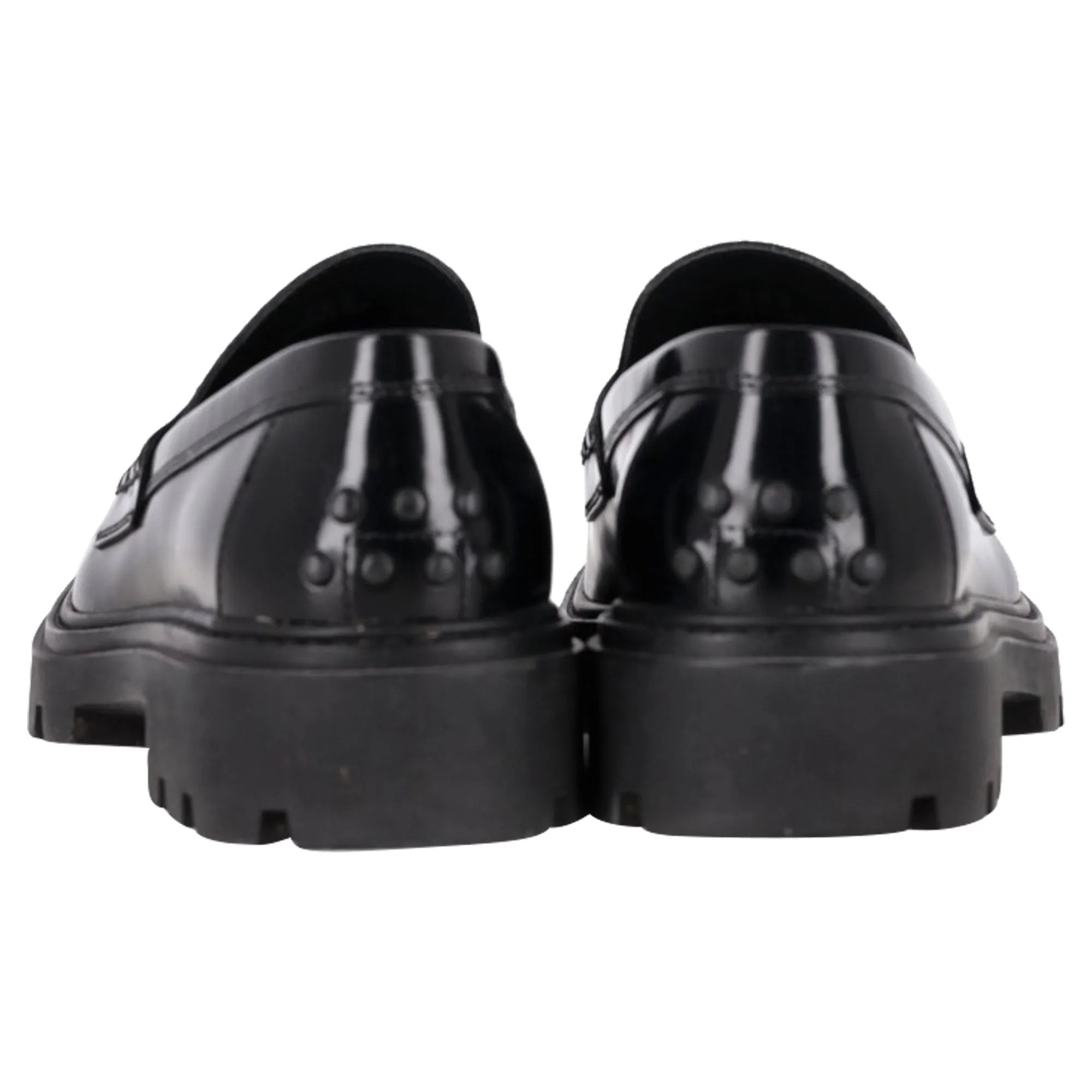 Tod's Chunky Penny Loafers in Black Leather