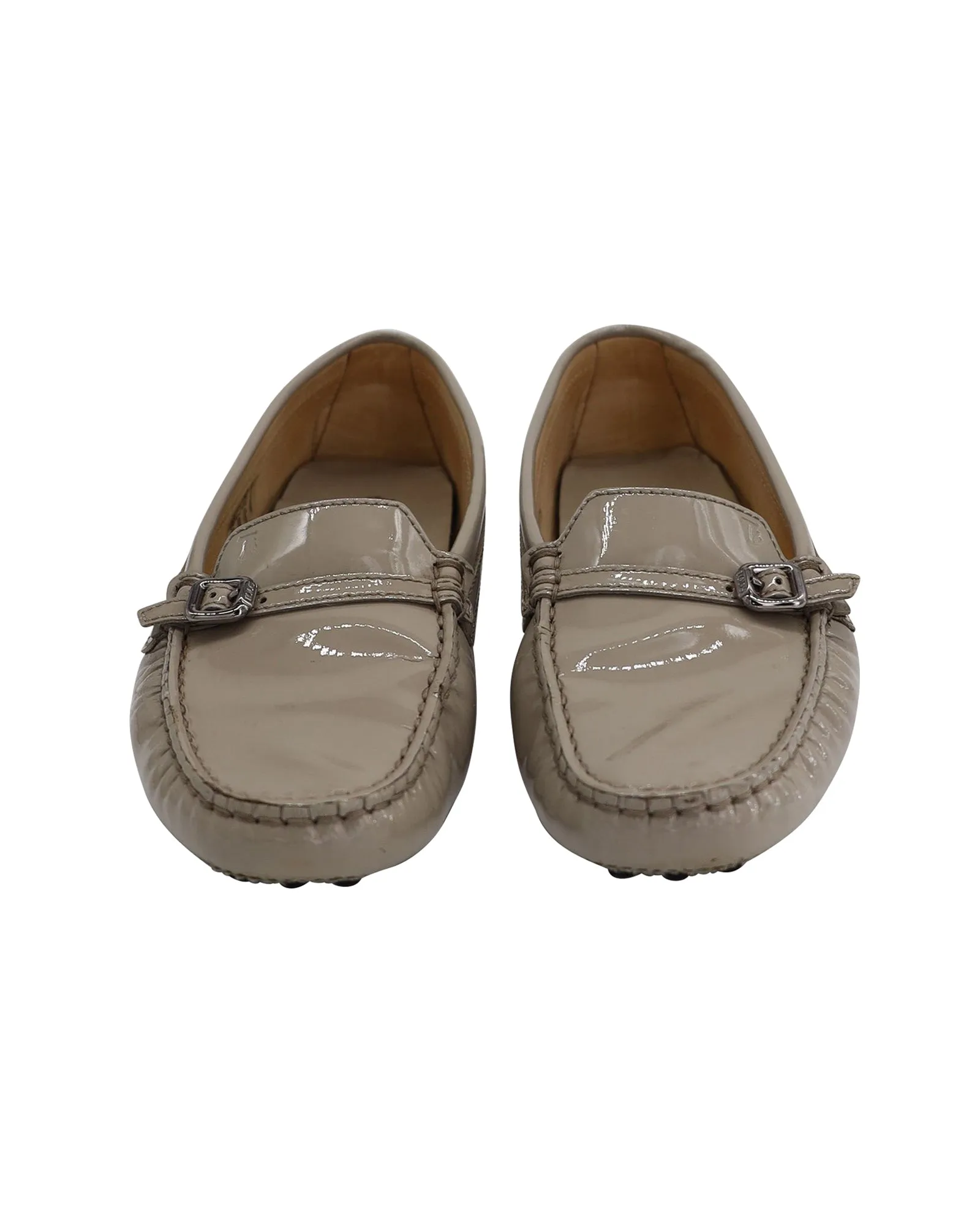Tod's Flat Loafers in Beige Patent Leather