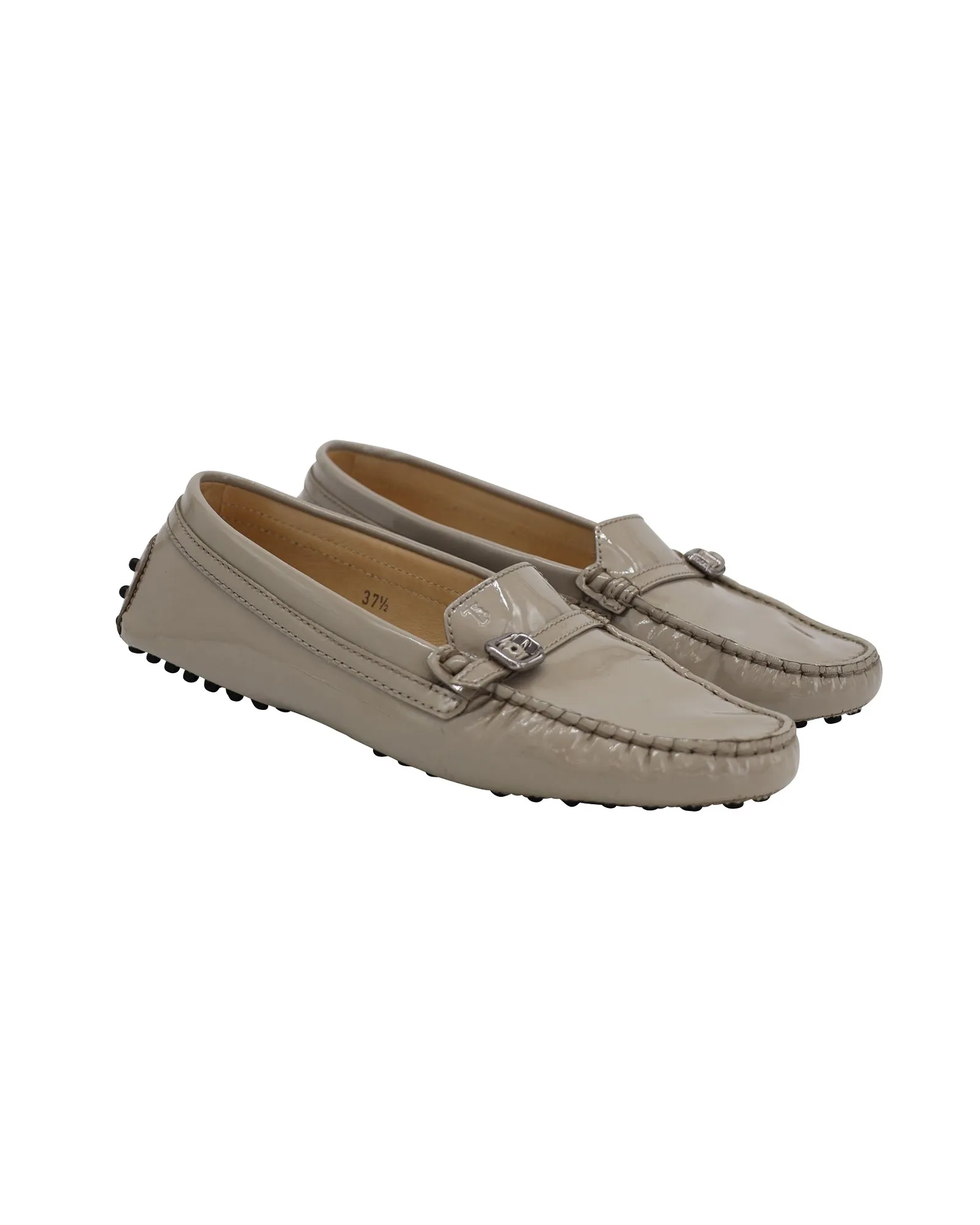 Tod's Flat Loafers in Beige Patent Leather