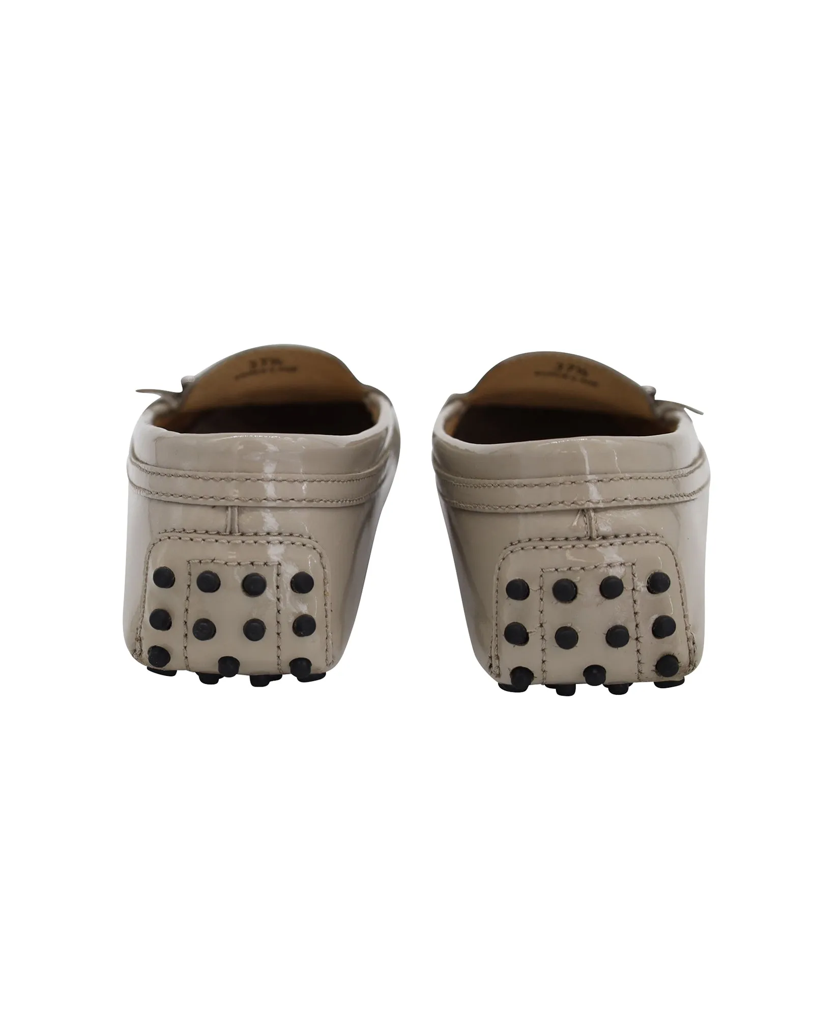 Tod's Flat Loafers in Beige Patent Leather