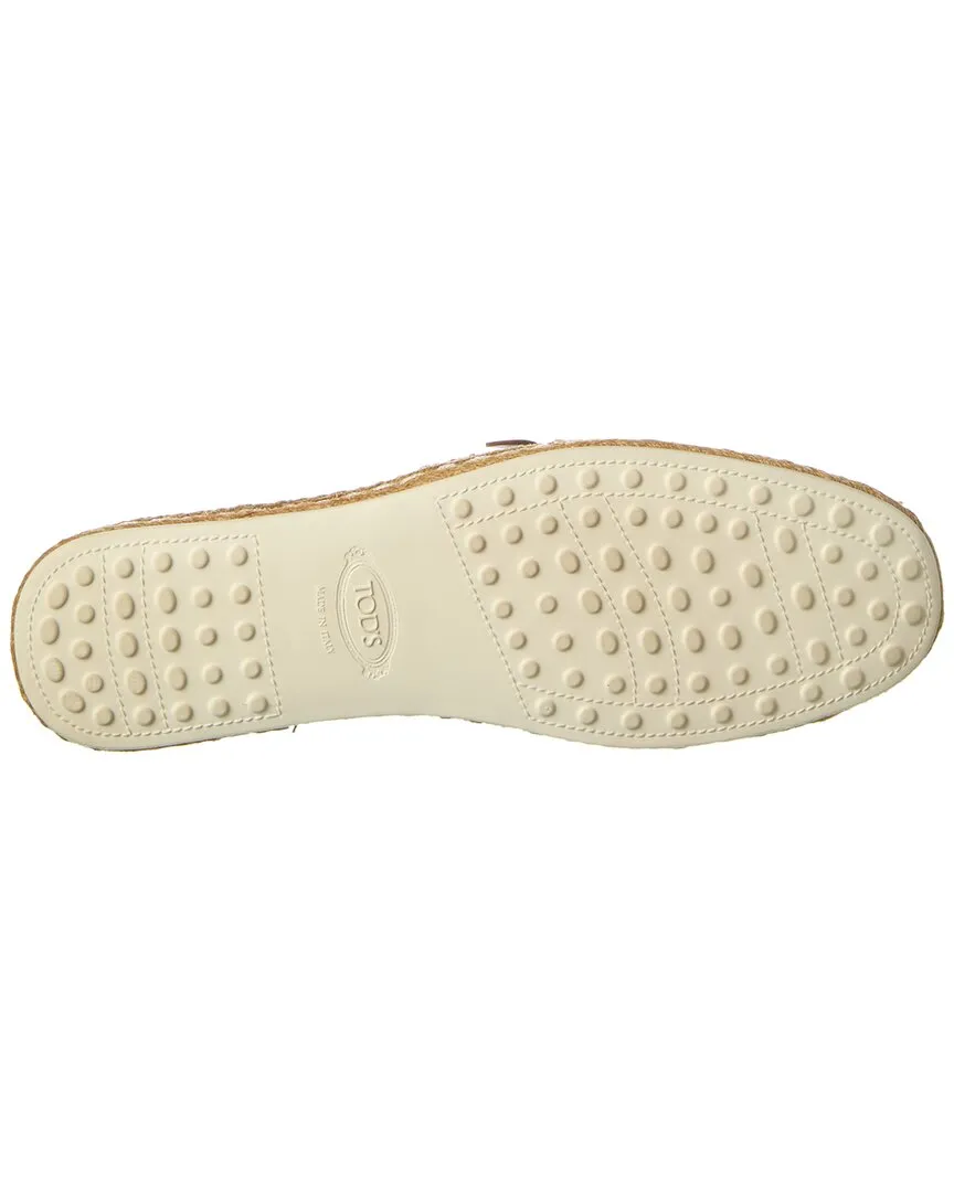 TODs Gomma Raffia & Leather Loafer