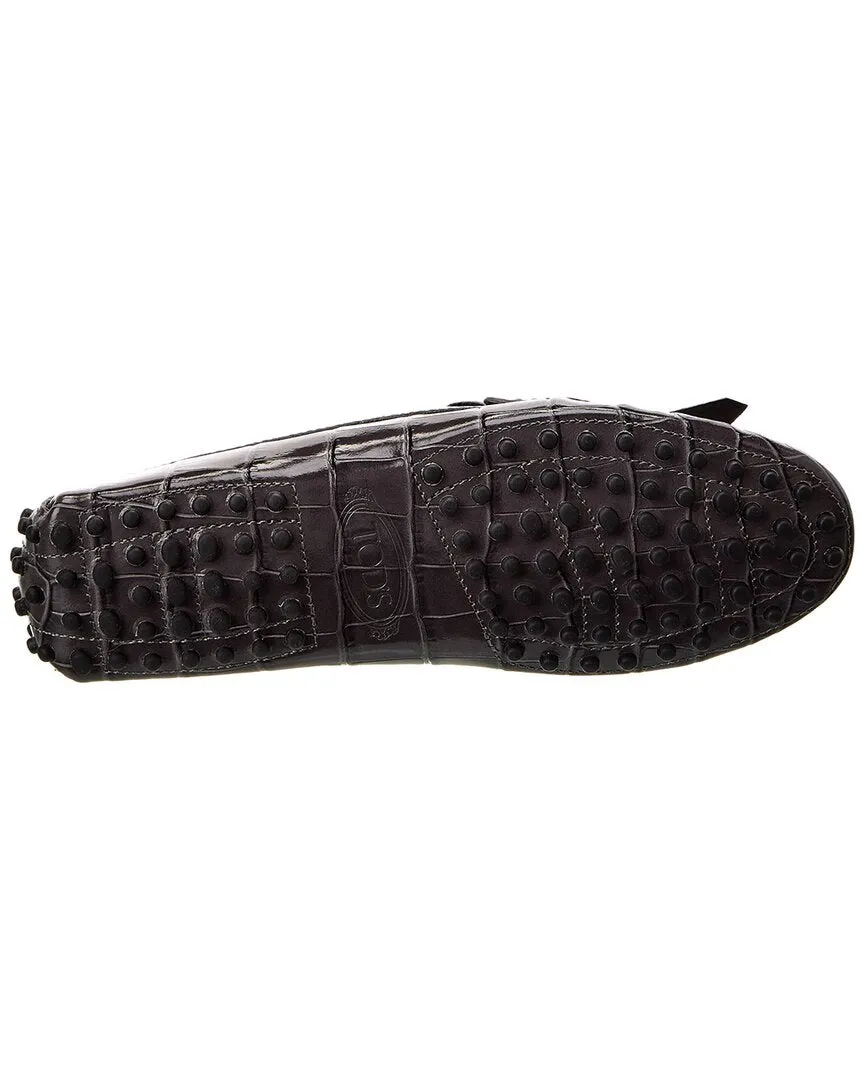 TODs Gommini Croc-Embossed Leather Loafer