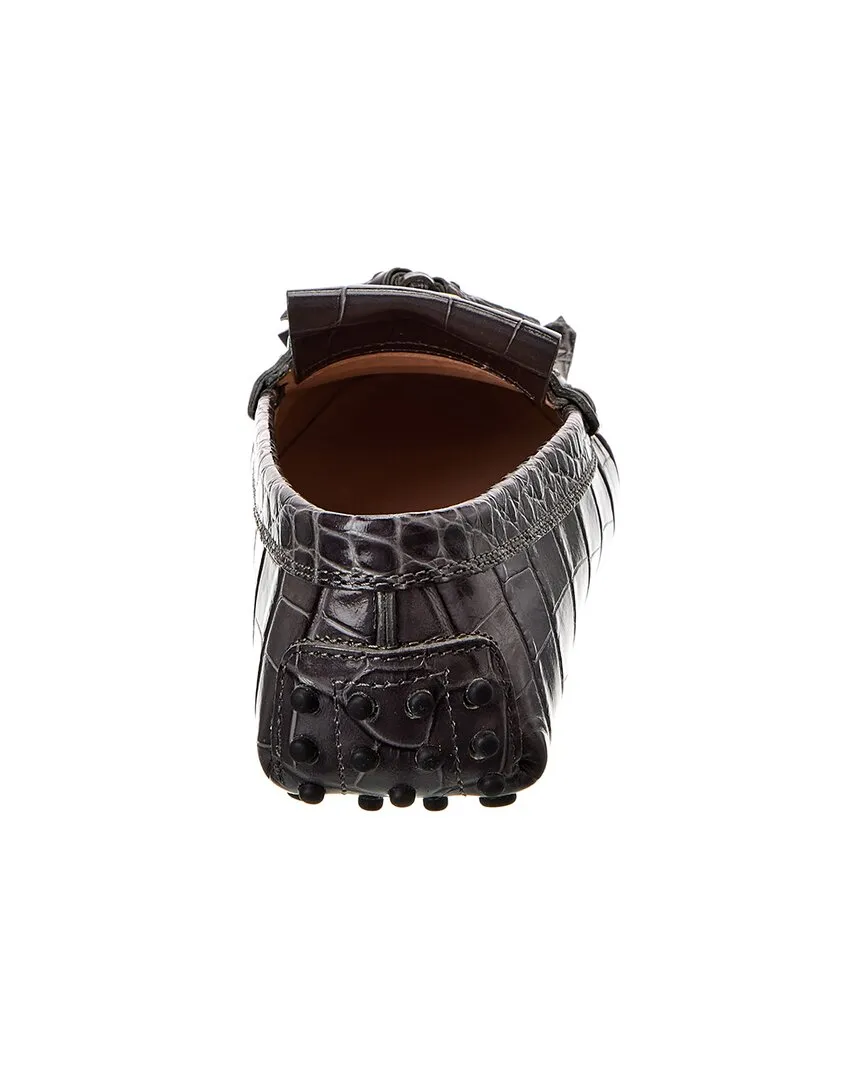 TODs Gommini Croc-Embossed Leather Loafer