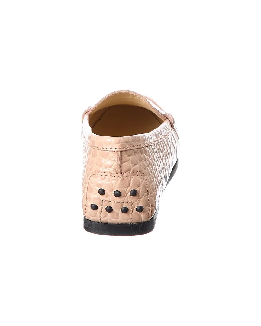 TODs Gommino Croc-Embossed Leather Loafer