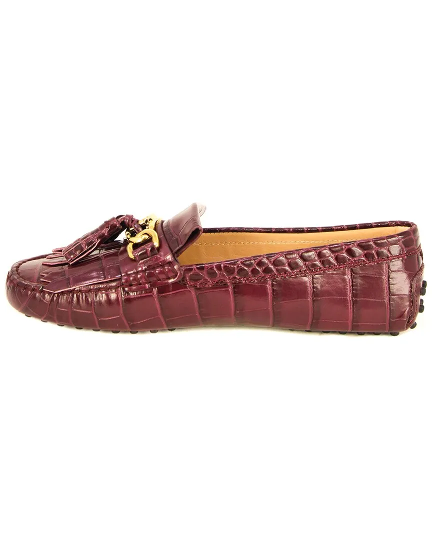 TODs Gommino Croc-Embossed Leather Moccasin