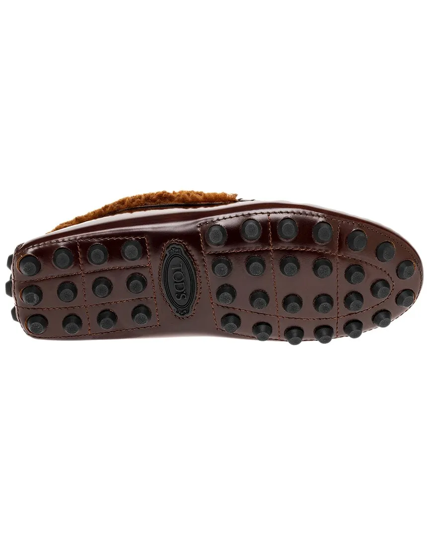 TODs Gommino Leather & Shearling Loafer