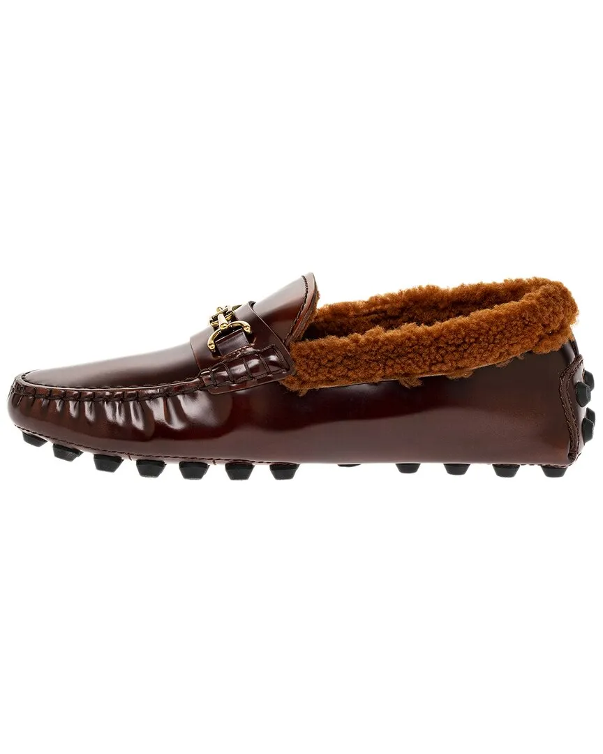 TODs Gommino Leather & Shearling Loafer