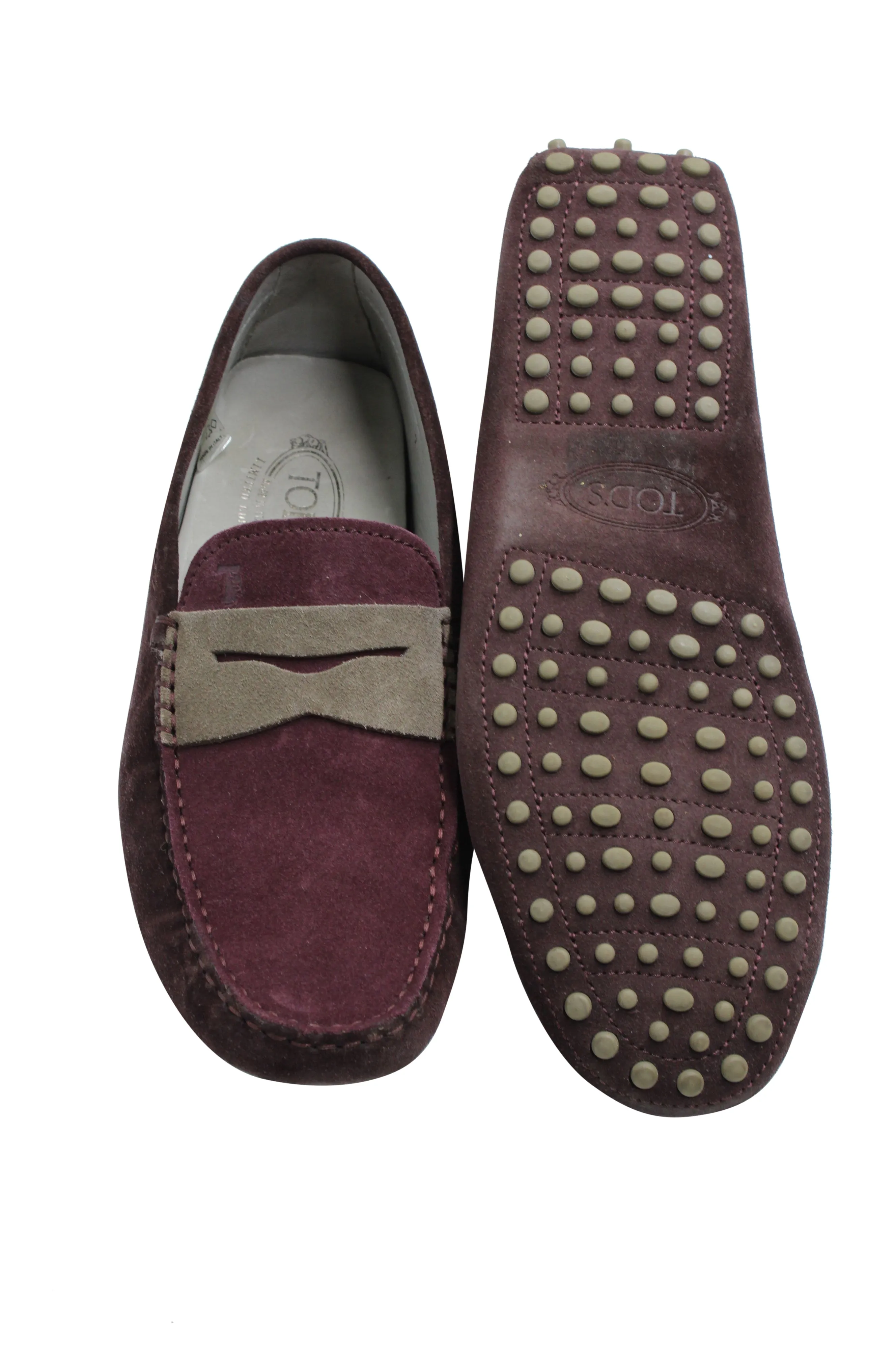 Tod's Gommino Penny Driving Shoes in Purple Suede