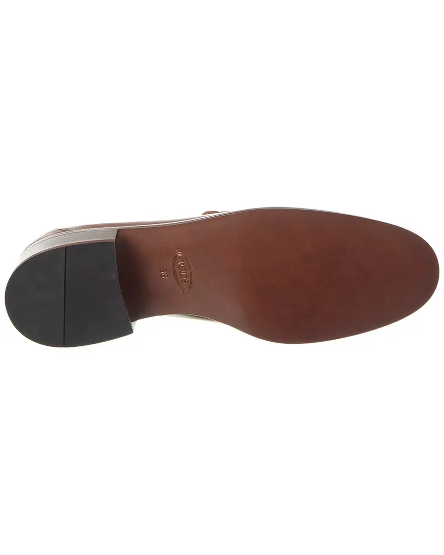 TODs Logo Chain Detail Leather Loafer