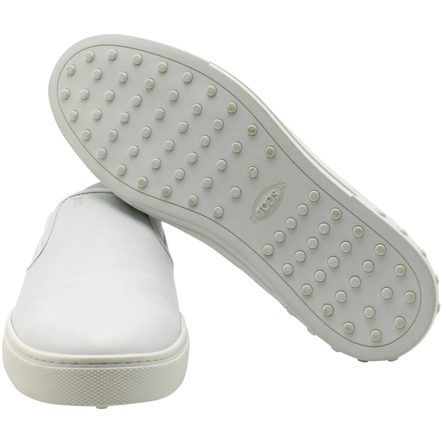 Tods Pantofola Slip-on Loafers in White Leather