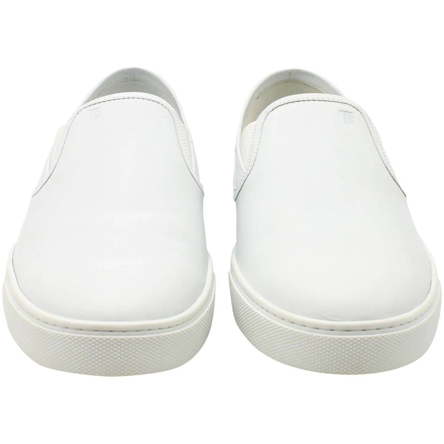 Tods Pantofola Slip-on Loafers in White Leather