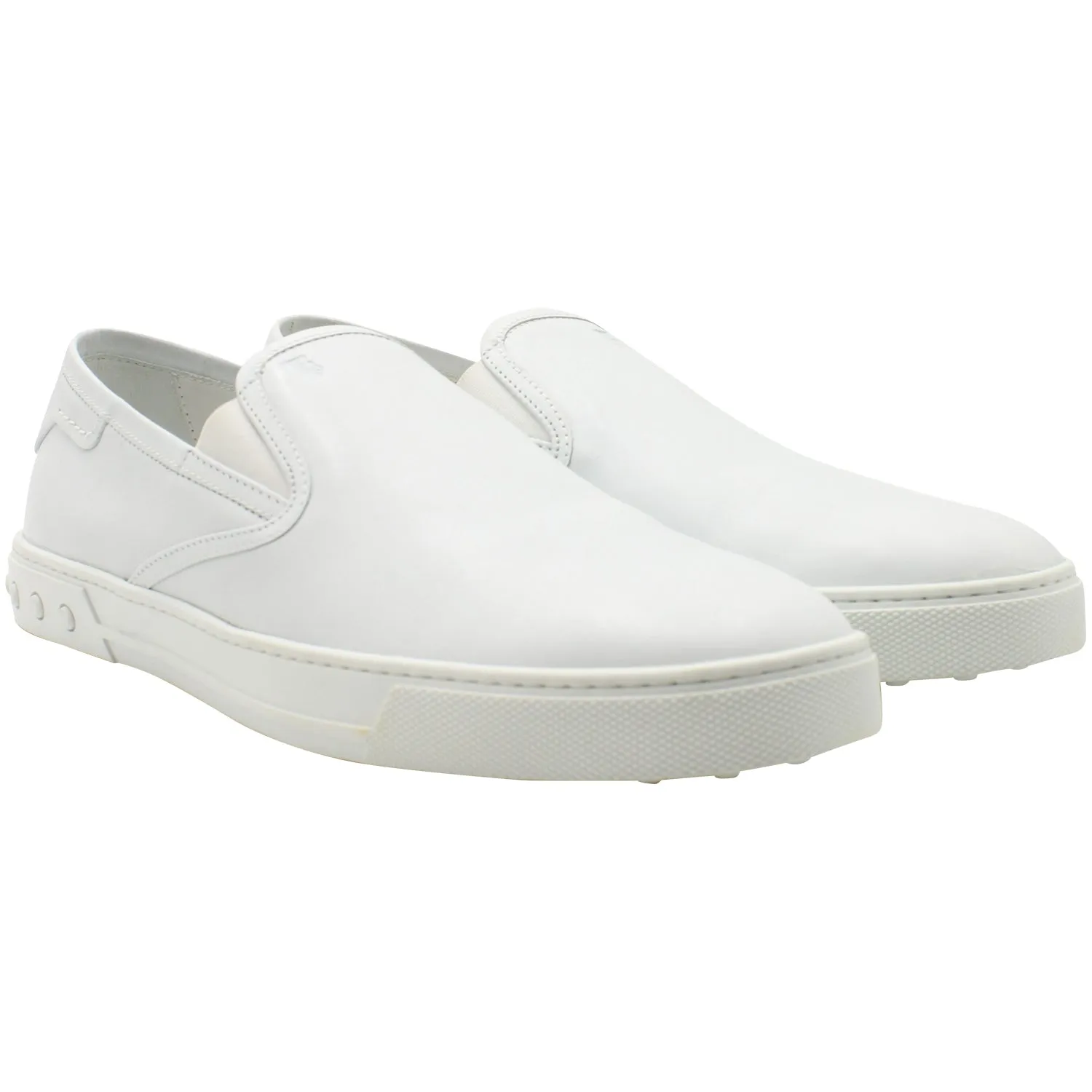 Tods Pantofola Slip-on Loafers in White Leather