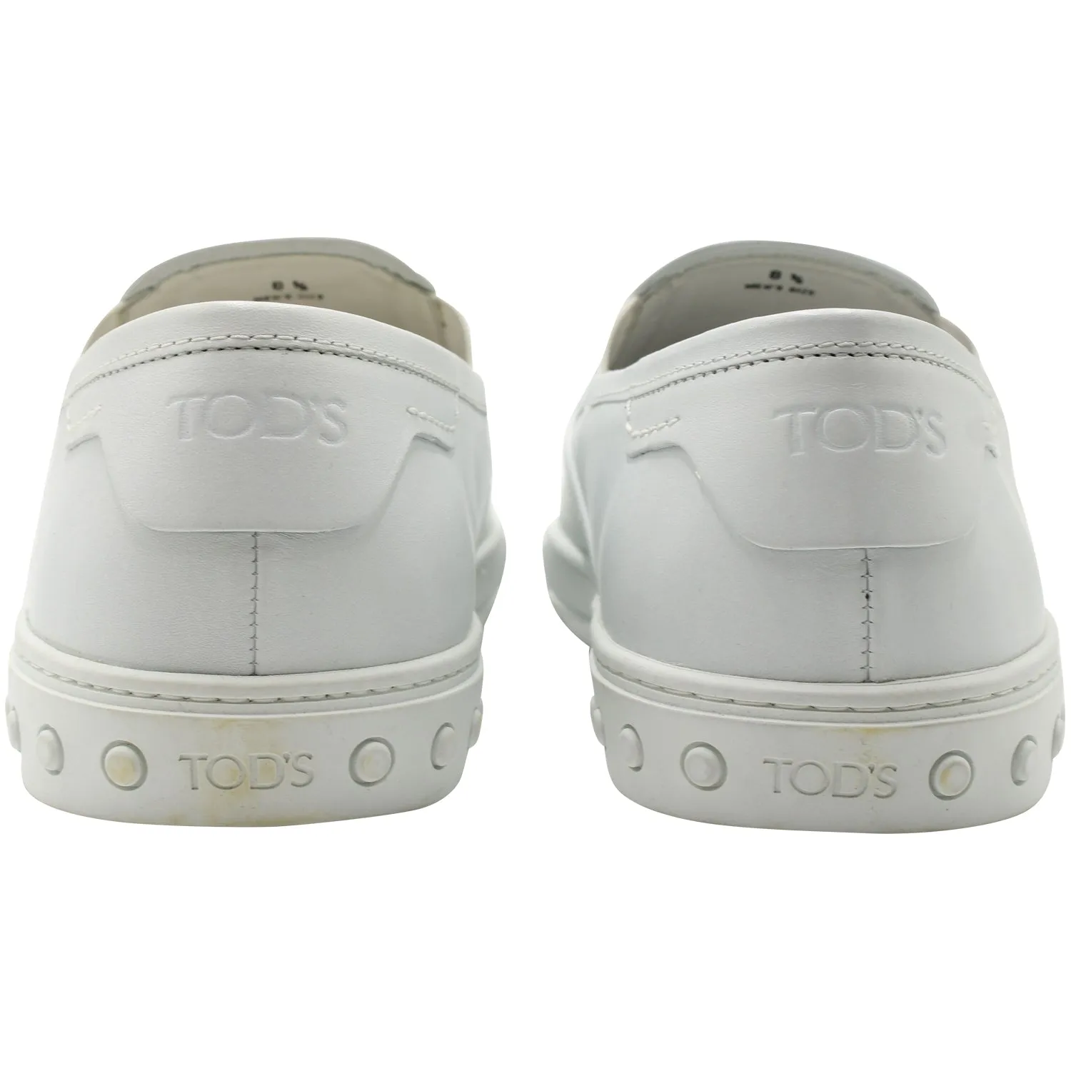 Tods Pantofola Slip-on Loafers in White Leather