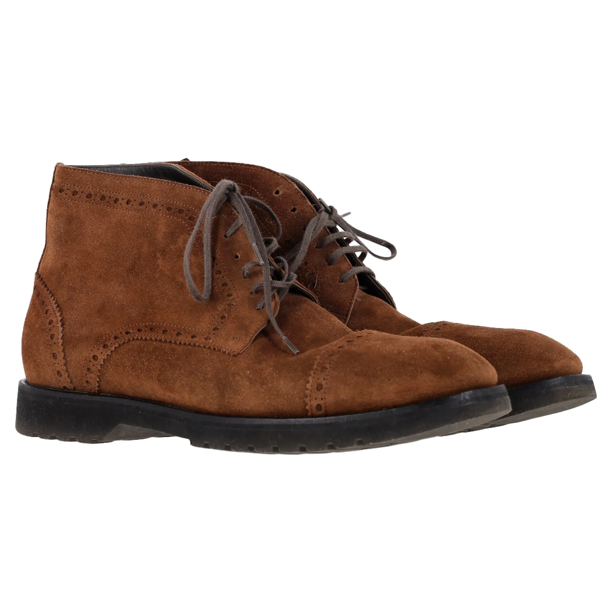 Tom Ford Kensington Lace-Up Boots in Brown Suede