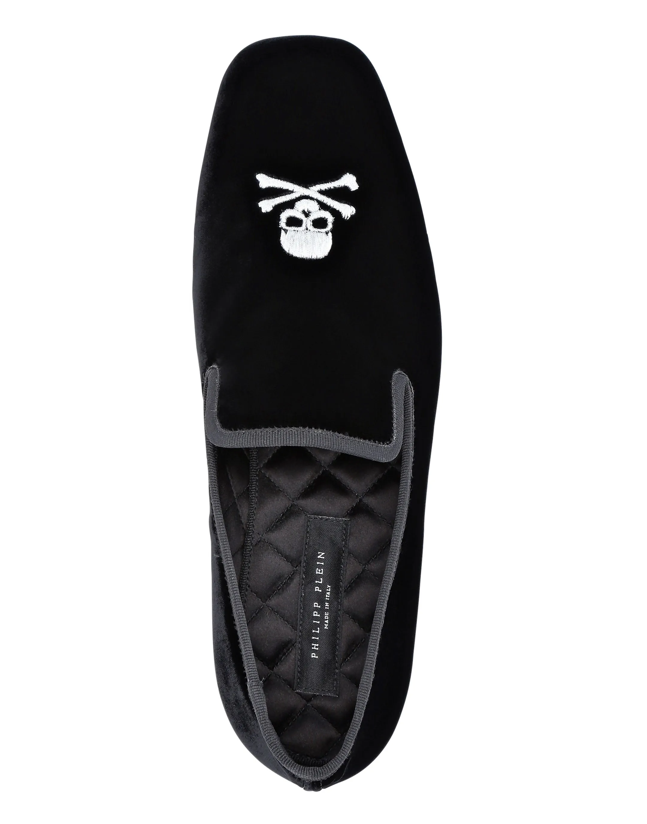 Velvet Loafers Embroidery Skull