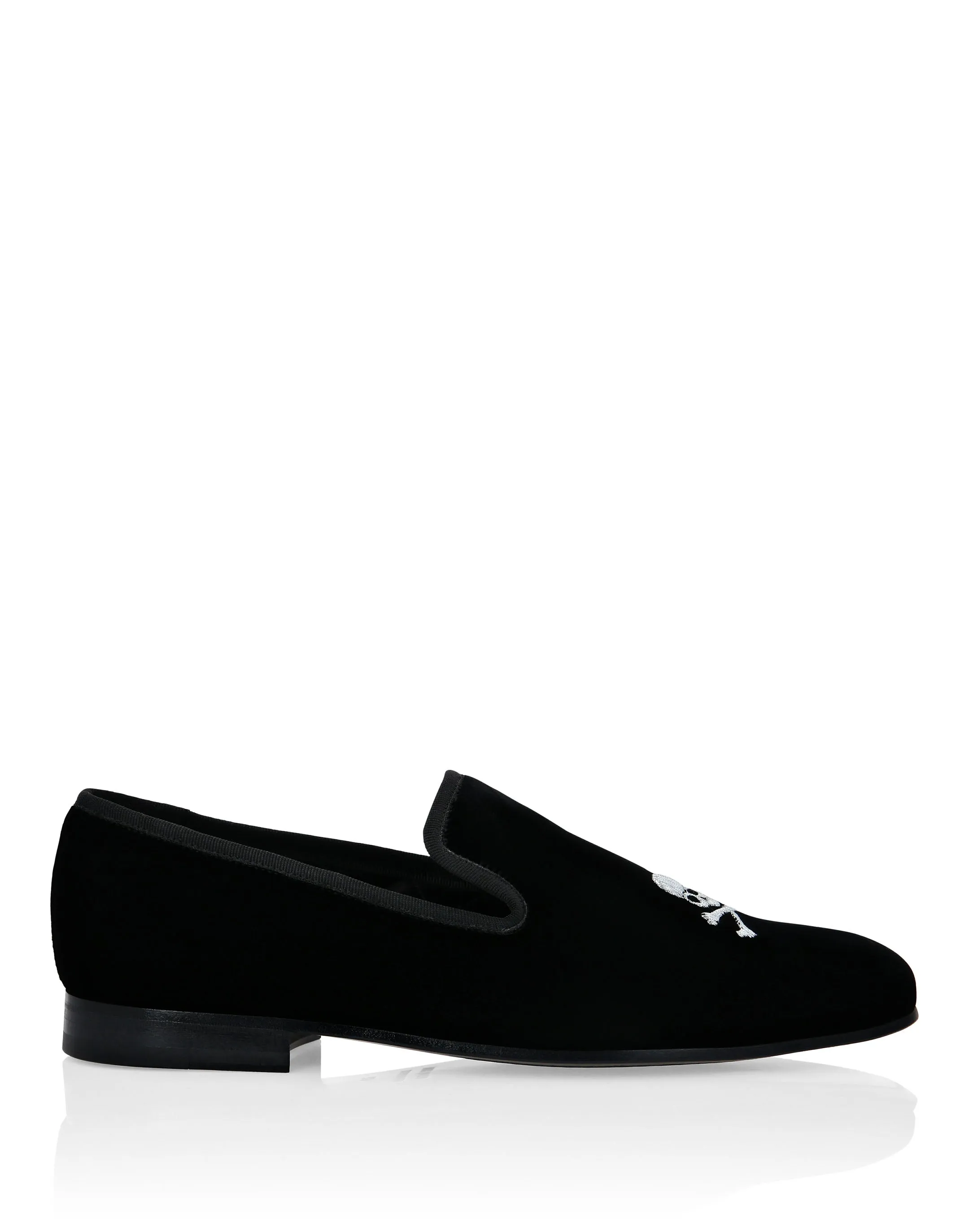 Velvet Loafers Embroidery Skull