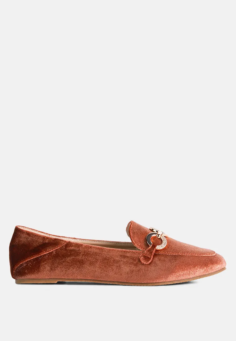 velvet metal show detail loafers