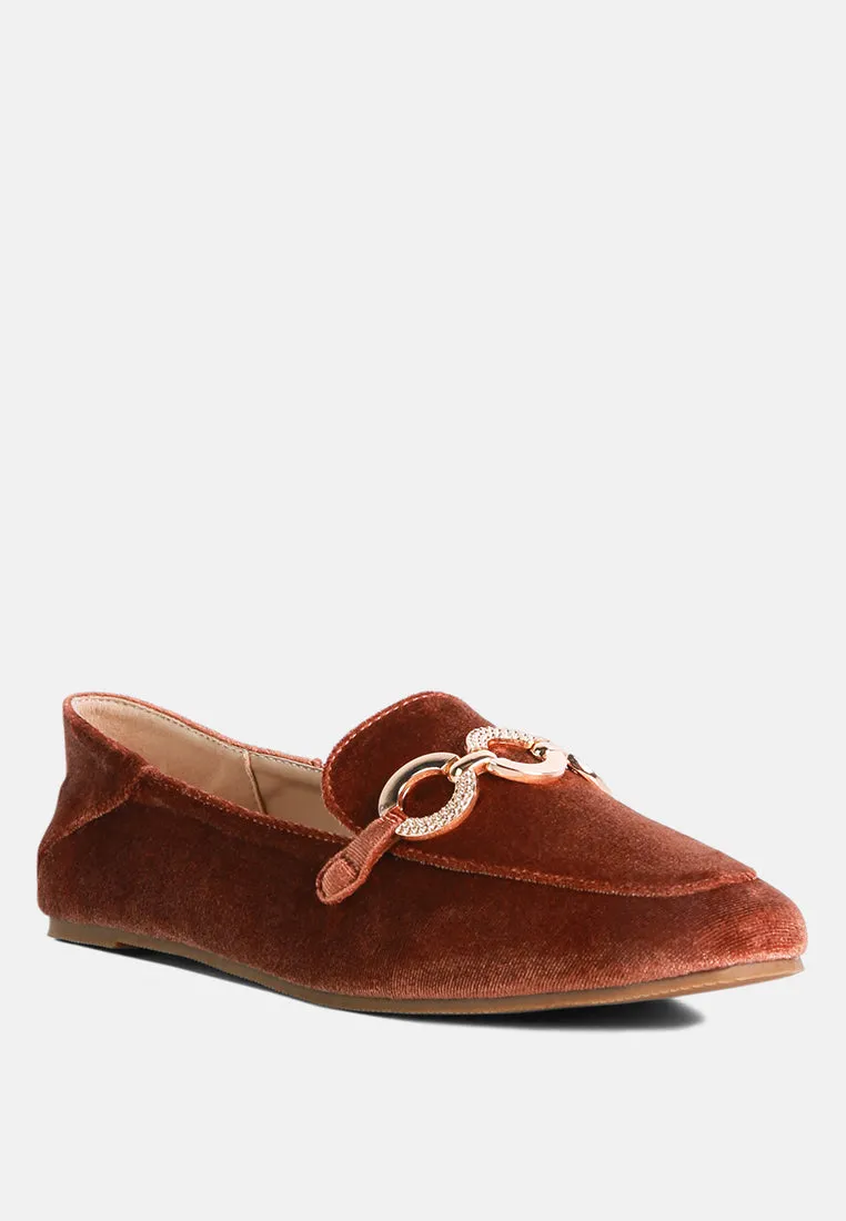 velvet metal show detail loafers