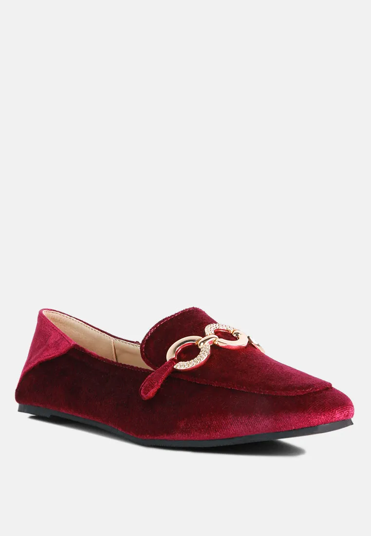 velvet metal show detail loafers
