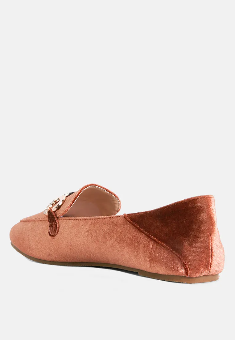 velvet metal show detail loafers