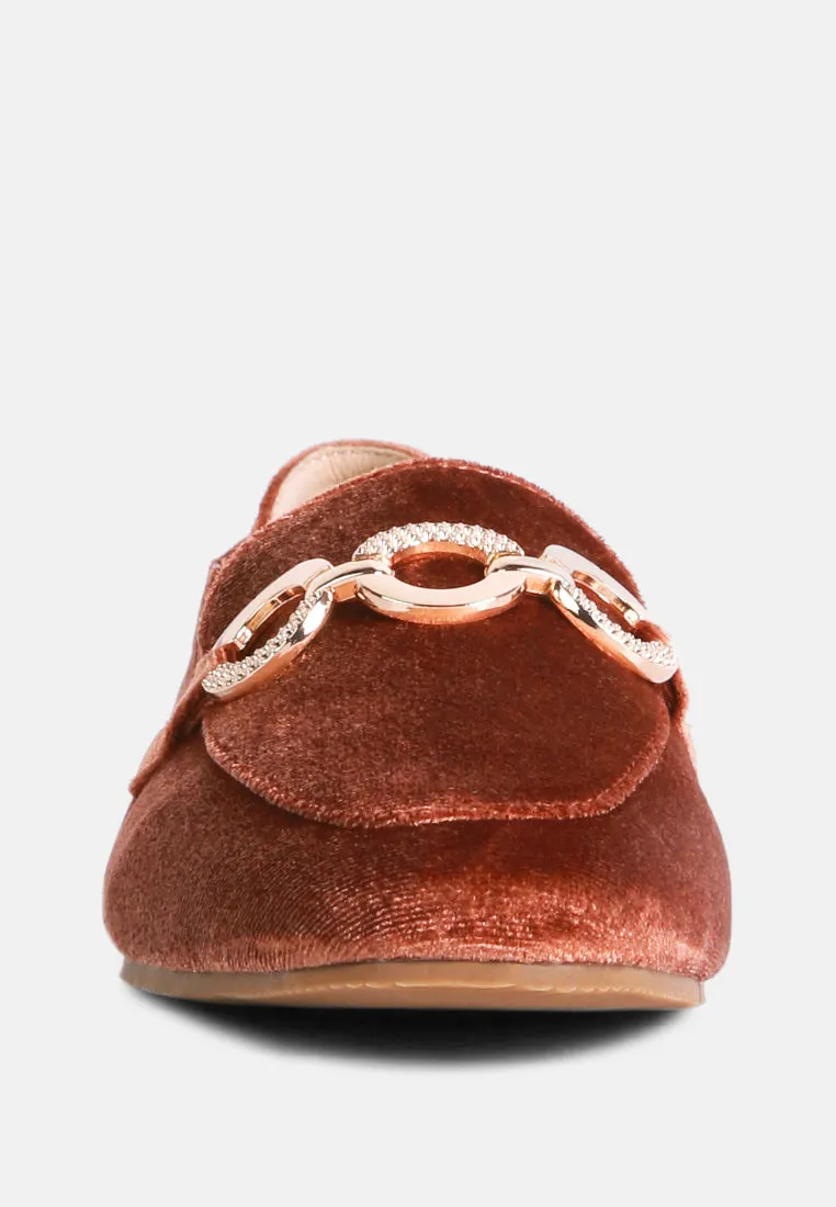 velvet metal show detail loafers