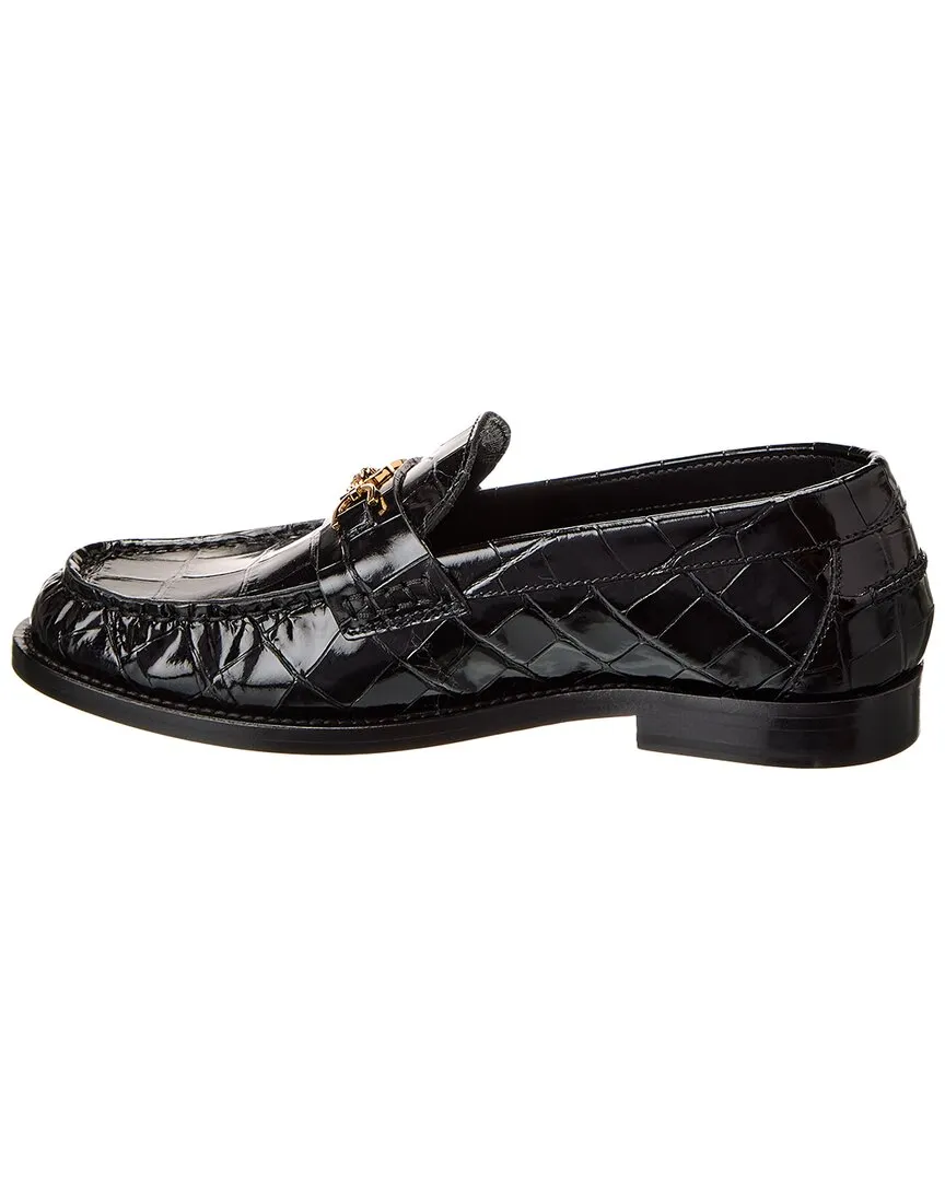 Versace Croc-Embossed Leather Loafer