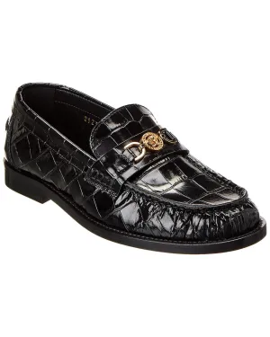 Versace Croc-Embossed Leather Loafer