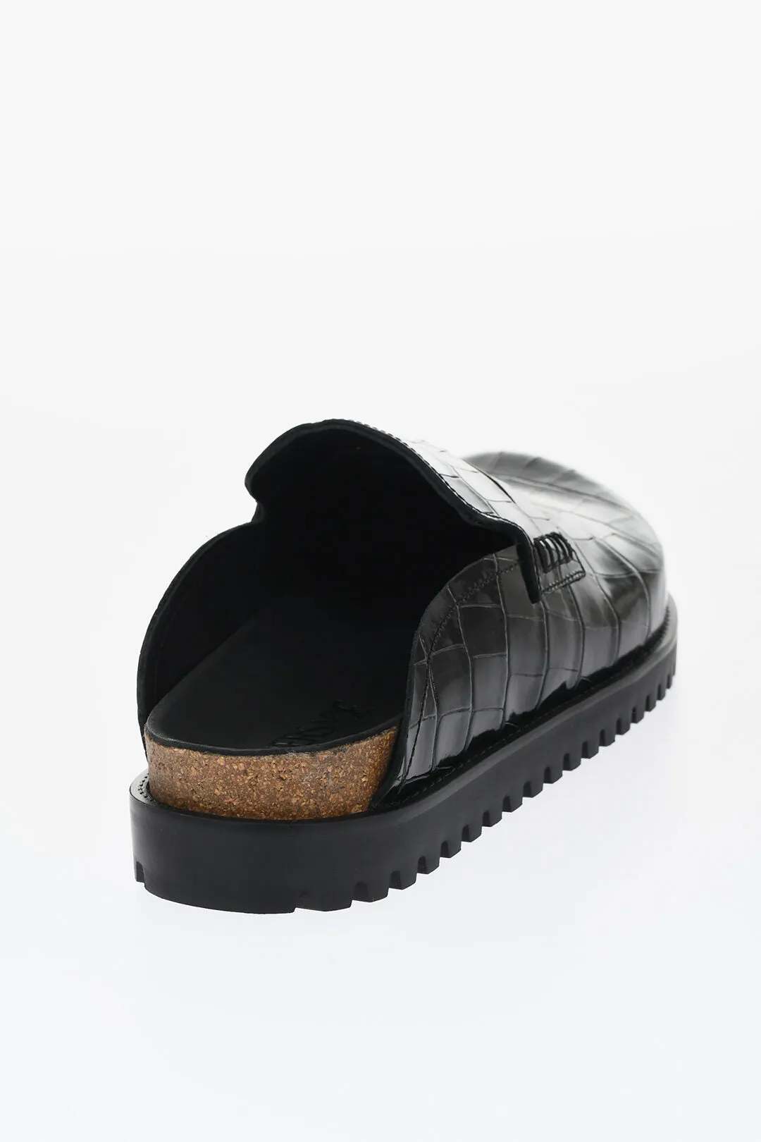 Versace Crocodile Print Leather Penny Mules
