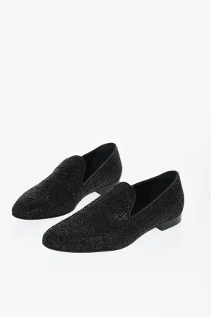 Versace Rhinestoned Satin Loafers
