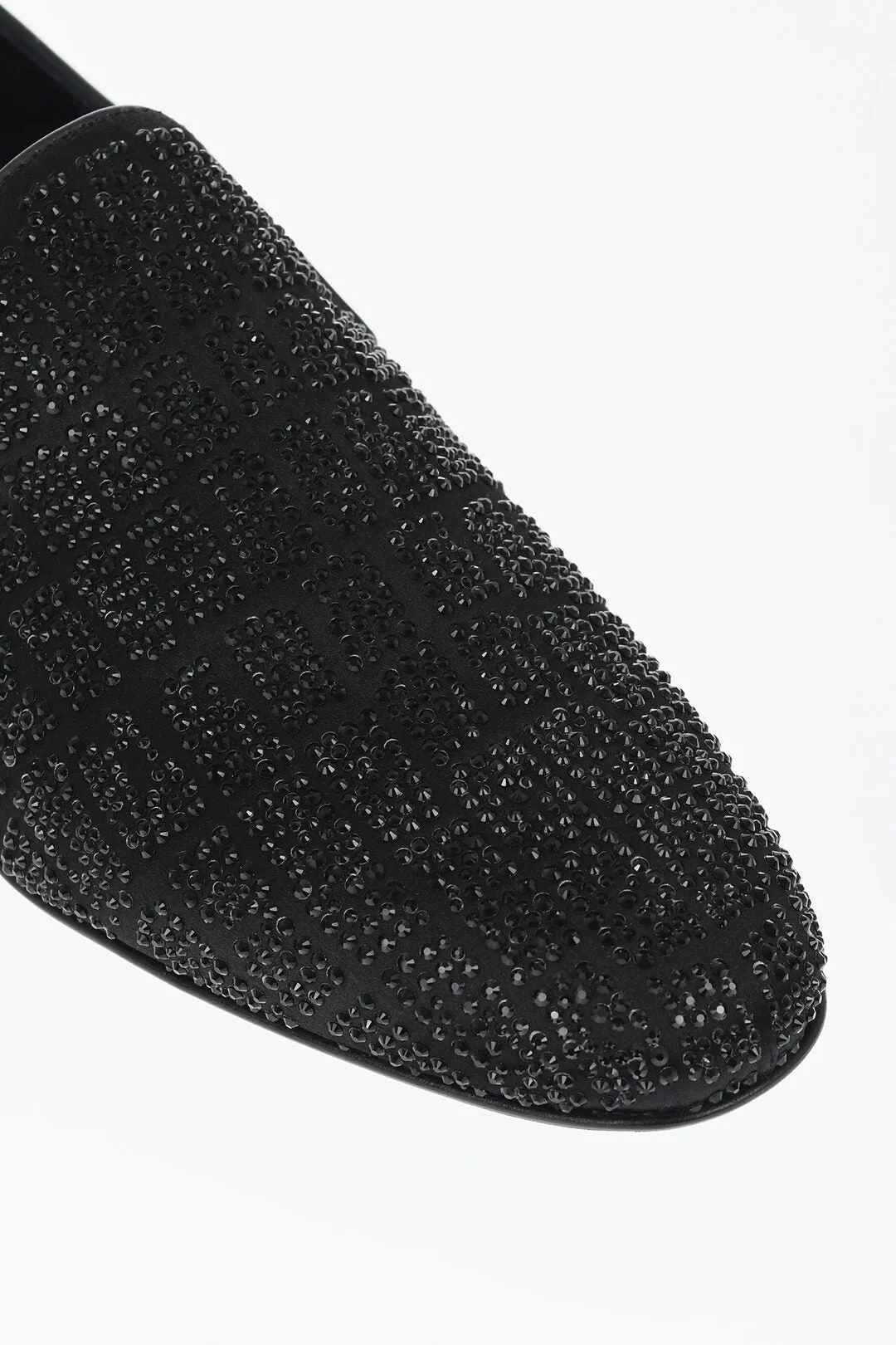 Versace Rhinestoned Satin Loafers