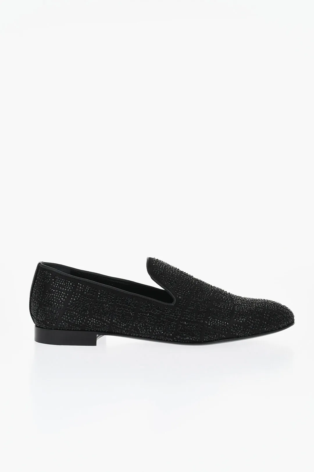 Versace Rhinestoned Satin Loafers