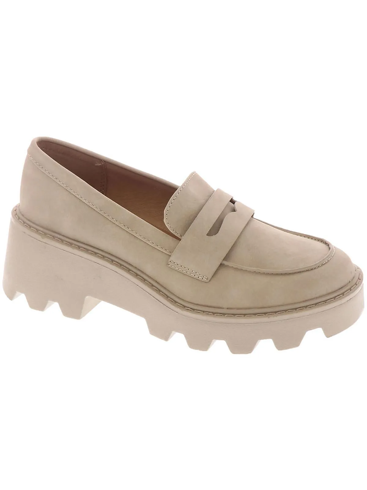 Vikki Womens Faux Leather Lugged Sole Loafers