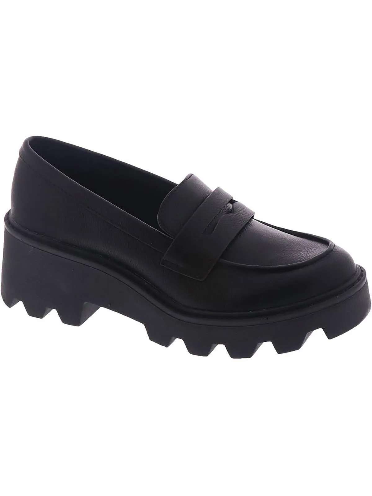 Vikki Womens Faux Leather Lugged Sole Loafers