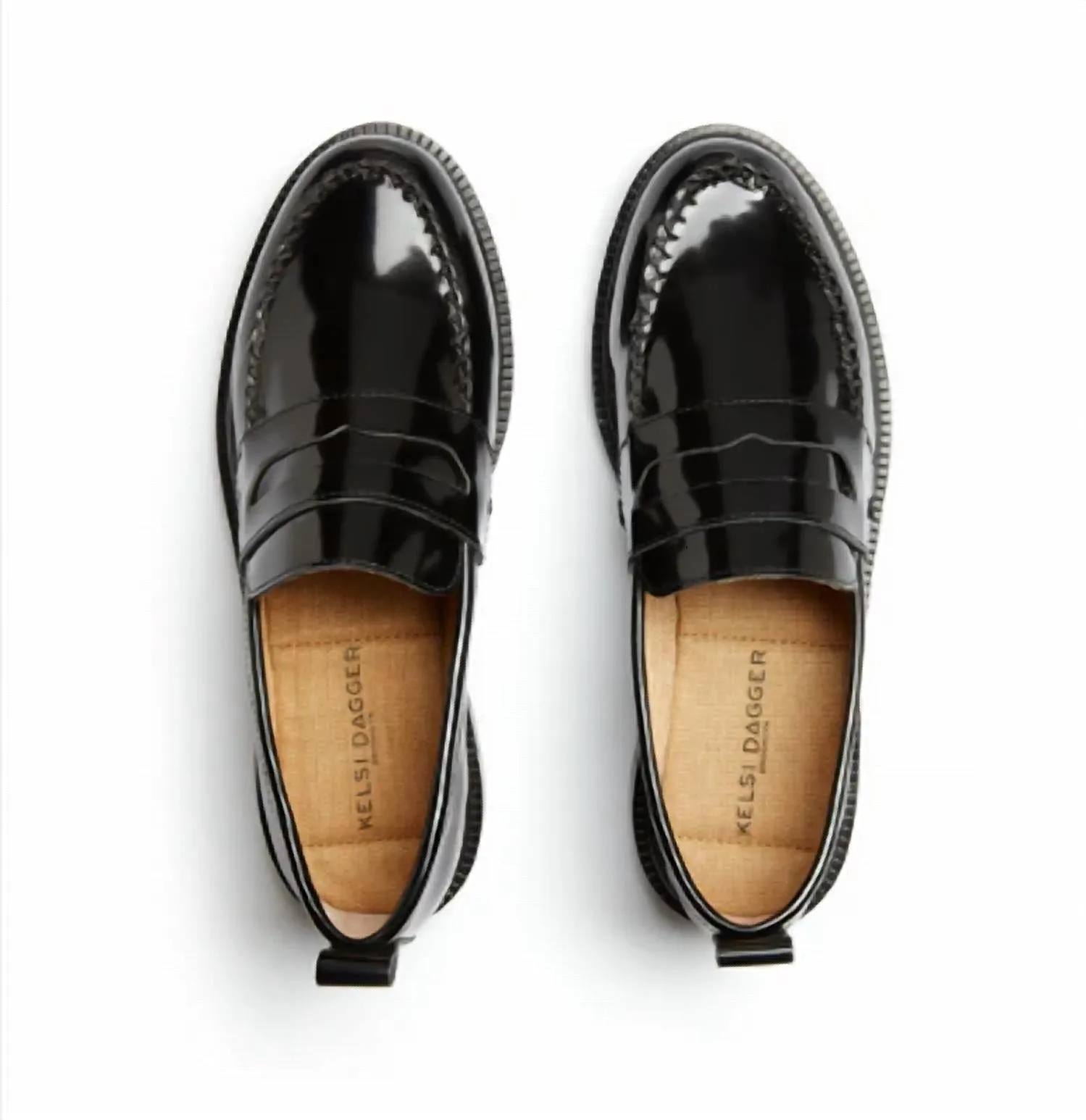 Women Lens Leather Loafers In Black