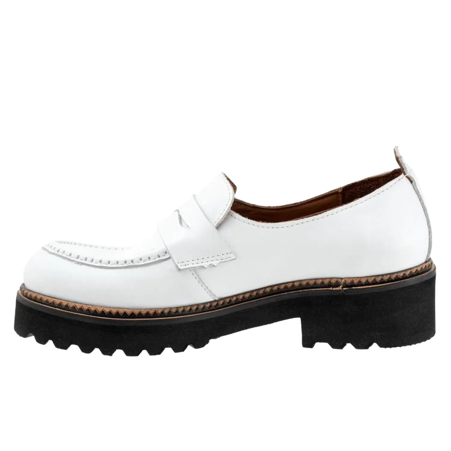 Women's Annie Lugged Loafer - Medium In White