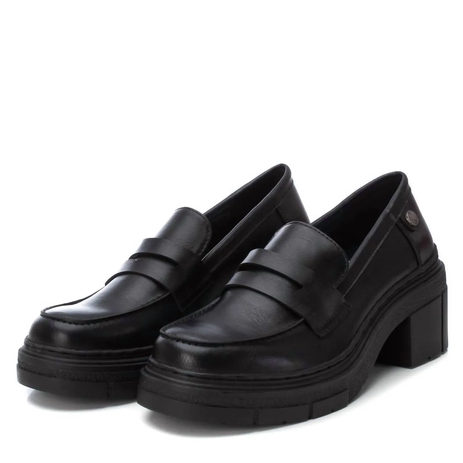 Women's Casual Heeled Moccasins In Black