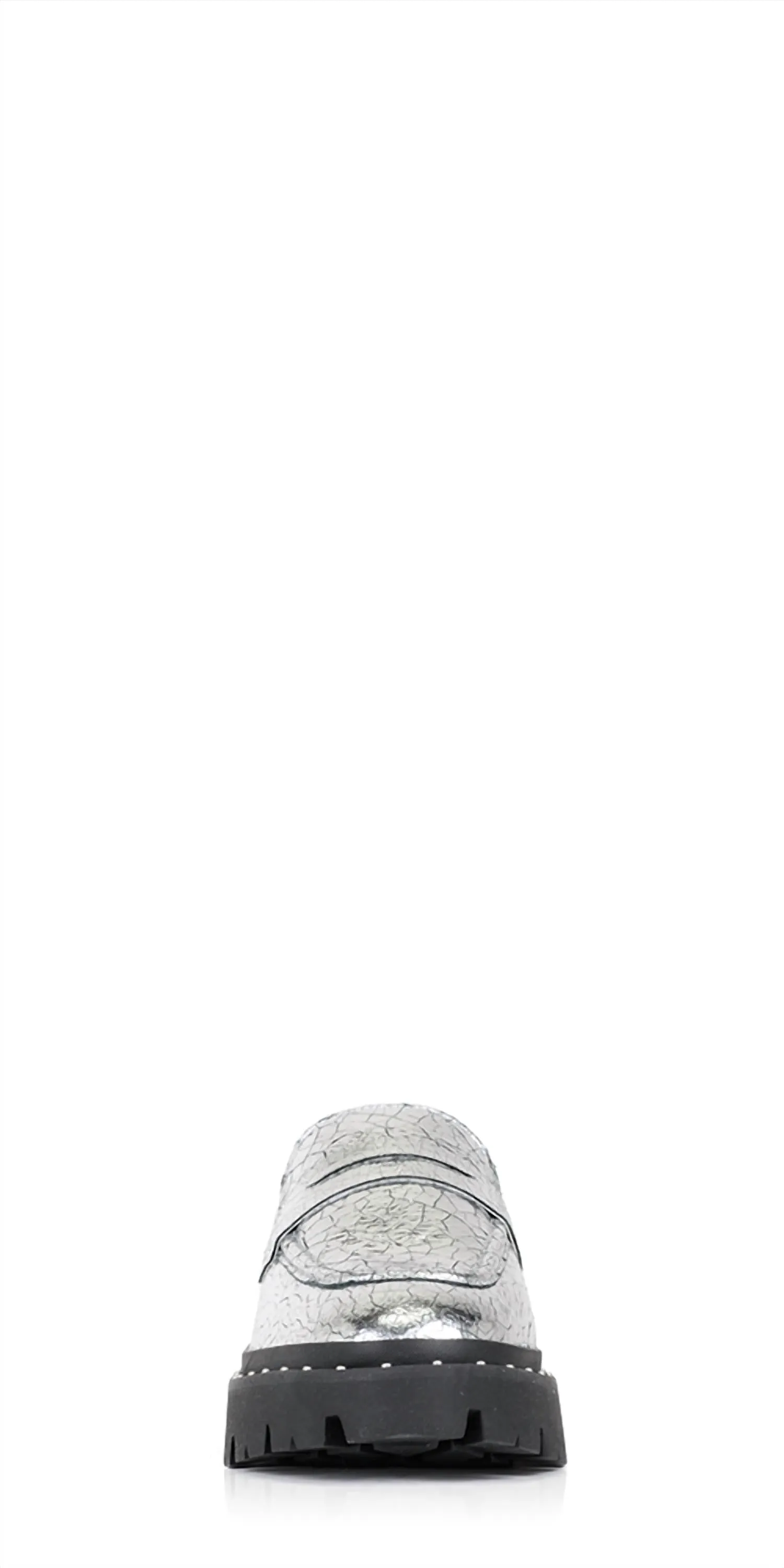 Women's Christie Studs Crackled Leather Loafer In Silver