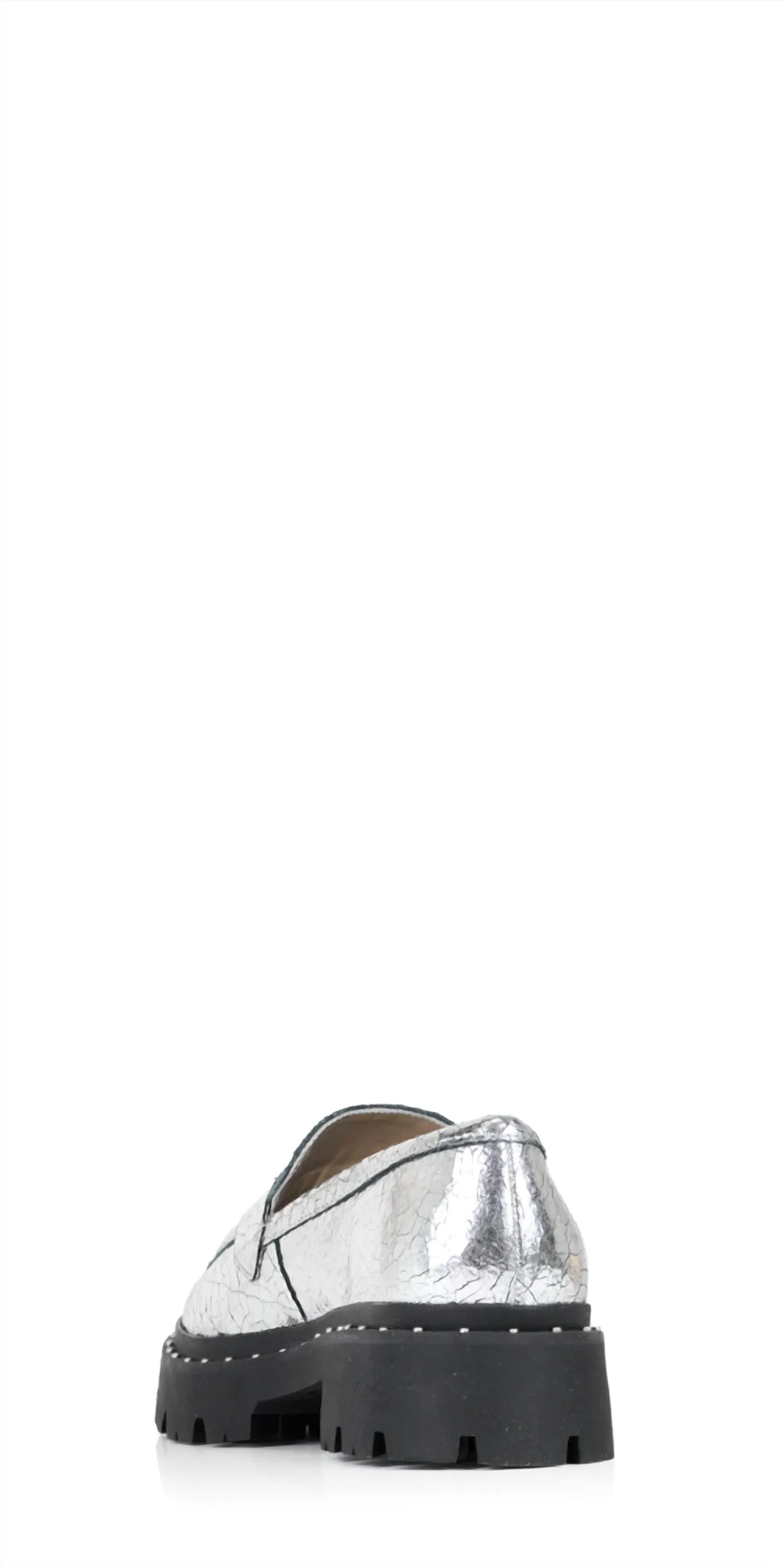 Women's Christie Studs Crackled Leather Loafer In Silver
